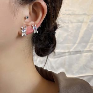 Stud Earrings Sharelucky Silver Color Moonstone Earings Crystal Cute Heart Animal Earring For Women Girl Fashion Jewelry Gift