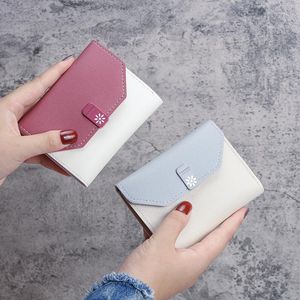 Cüzdanlar kadın mini kısa hasp cüzdan basit panelli pu deri debriyaj markası tasarlanmış para çantası kadın kart tutucu sevimli kız