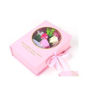 Fiori decorativi Ghirlande Eternal Rose Flower Soap Bouquet Confezione regalo Decorazioni per feste di matrimonio Compleanno San Valentino Fidanzata Drop D Dhg4Q