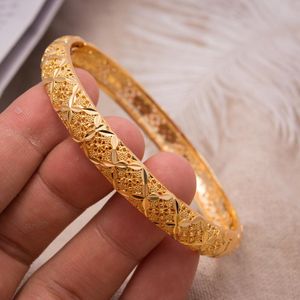 Bangle 1pcs/Lot 24k Dubai Fashion Women Copper Jewelry Wedding Banles Gold Bride Bracelets
