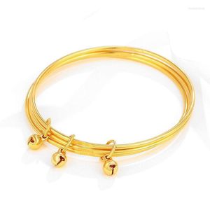 Bangle MxGxFam 3 Pcs Set Small Smooth Bell 58 Mm For Women Fashion Jewelry Pure / Silver Gold Plated No Skin Allergy Nickel Free