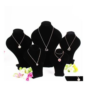 Mannequin mode svart veet smycken display stativ kvinnor huvuden rack porträtt modell halsband halsform 5 storlek droppleveransförpackning ot54m