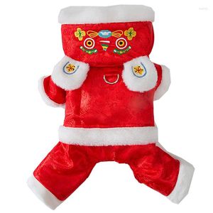 Dog Apparel Year Pet Clothes Winter Romper Jumpsuit Chinese Spring Festival Clothing Coat Outfit Puppy Costume Garment