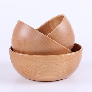 Bowls Handmade Wood Bowl Solid Wooden Serving Japanese Style For Soup Salad Rice Noodles Tableware Utensils