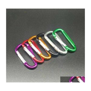 Key Rings Aluminum Carabiner D Shape Locking Buckle Outdoor Cam Keychain Clip Hook Hiking Heavy Duty Keyfobs Dhs P75Fa Drop Delivery Dhd4B
