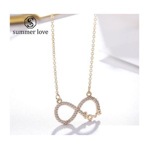 Pendant Necklaces 925 Sterling Sier Necklace Love Infinity Heart Gold Plated Zircon Cz Women Gift For Mothers Day Drop Delivery Jewe Dhdu9