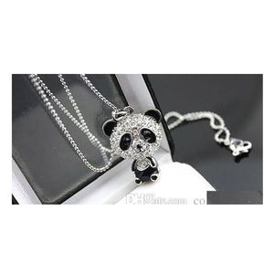 Hänge halsband glänsande exklusiv panda halsband strass super charm för kvinnor smycken söt fantastisk droppleverans hänge otypp
