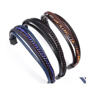 Tennis Men Fashion Classic Business Armband Casual Handmade Creative Glossy Metal Mtilayer Leather Armband 20220302 T2 Drop Deliv DHFQO