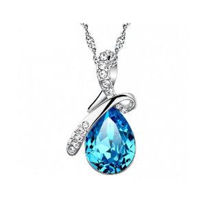 Collane con ciondolo Luxury Austria Crystal Tears Of Angels Forma di goccia d'acqua Catene placcate argento per le donne Gioielli di moda Consegna regalo Otslo