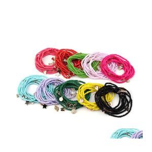 Braccialetti con ciondoli fatti a mano con perline di Boemia per donne Ragazze 16 stili Colorf Stretch Mtilayered Bracciale Bangle Gioielli Regali per feste Drop D Dhi28