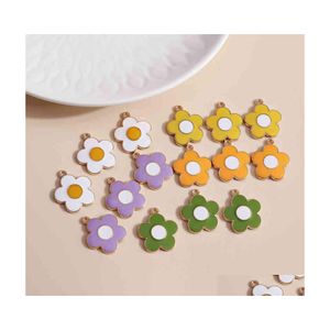 Charms 10 teile/los 18x20mm Emaille Colorf Blume DIY Für Halsketten Anhänger Ohrringe Nette Blütenblatt Schmuck Machen Zubehör drop Liefern DHXFO