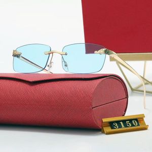 Vintage-Designer-Sonnenbrille, Damen-Sonnenbrille, Sonnenschutzbrille, Leopardenkopf, Verbundmetall, randlos, optisch, klassisch, rechteckig, quadratisch, Auto