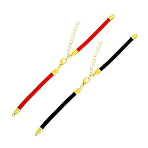 Chains 5Pcs/Lot M 4Mm Black Red String Accessories Adjustable Link Chain For Diy Connectors Charms Bracelets Jewelry Making Drop Del Dhd8A