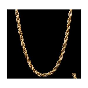 Correntes BK 18K ouro banhado para homens homens M Twisted corda Colares de gargantilha Jóias tamanho 18 20 22 24 30 polegadas 289 G2 Entrega de queda penda dhbj9