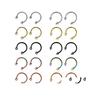 Ringos de nariz pinos moda moda aço inoxidável Horseshoe Ring Fake C Clip Lip Piercing Stud Hoop para mulheres homens 6/8/10mm Drop Drop Je Otqnw