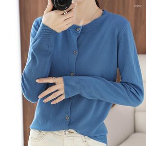 Women's Knits 2023 Spring And Autumn Women's Round Neck Knit Cardigan Short Jacket Pure Color Simple Exquisite Small