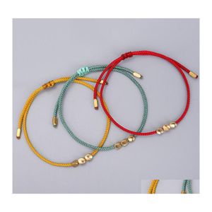 Charm Bracelets Bohemian Copper Beads Adjustable Colorf Rope Bangle Handmade Friendship Woven Bracelet For Women Men Jewelry Q532Fz Dhjkp