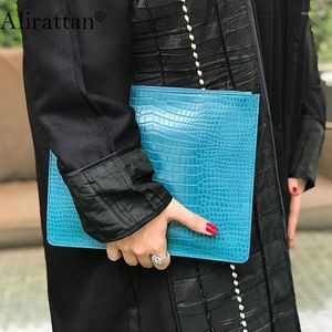 Evening Bags Alirattan PU Leather Envelope Clutch For Women High Quality Crocodile Pattern Retro Pouch Trendy Vintage Travel Wallet