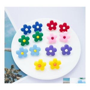 Stud Fashion Polymer Clay Flower Earring For Women Cute Stainless Steel Needle Candy Color Party Ear Jewelry Drop Delivery Earrings Dhb1K