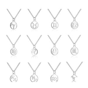 Pendant Necklaces Stainless Steel Zodiac Sign For Women Men 12 Constellation Chains Personalized Fashion Jewelry Gift Drop Delivery P Otxil