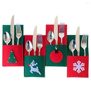 Table Mats 4pcs Christmas Tree Cutlery Knife And Fork Cover Decoration Decorative Tableware Xmas Decor Felt Bag