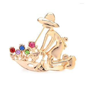 Броши wulibaby plant flower Lady for Women Unisex unisestone Gurning Girl Party Casual Brooch Pin