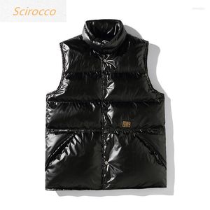 Men's Tank Tops Glossy Down Cotton Vest Winter Sleeveless Waistcoat Thickening Korean Style Trendy Handsome