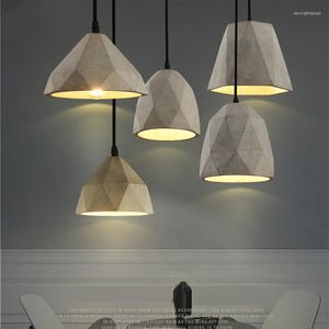 Lâmpadas pendentes Loft Luz de concreto vintage E27 LED Industrial Hanging Lamp Cement com 5 estilos para a sala de jantar Cozinha de quarto El