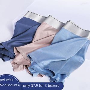 Underpants 3 Pieces Lot Men's Panties Seamless Ice Silk For Man Underwear Boxer Quick Drying Slip Undrewear Hombre Boxers