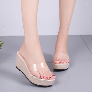 Sandali Comemore Piattaforma Scarpe da donna 2023 Fondo spesso trasparente Pantofole moda infradito estive femminili Plus Size 42 43