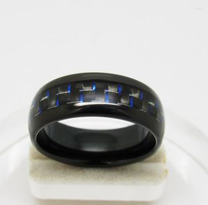 Bröllopsringar 8mm svart ton man volfram karbid engagemang kupolband inlay blacknavy kolfiber komfort passar storlek 6-13 kan gravera