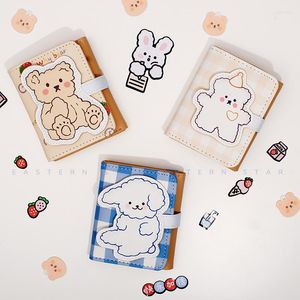 Portfele Śliczne skórzane kobiety portfel Hasp Small Pu Plaid Bear Card Holders Fashion Ladies Studenci Lolita krótka torebka