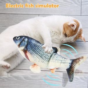 Kattleksaker 30 cm elektronisk husdjursleksak elektrisk USB -laddningssimulering som studsar fisk för hundtuggning som spelar bita leveranser253e