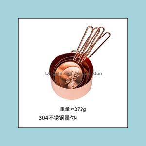 Baking Pastry Tools Stainless Steel Measuring Cups Spoon Scoop Ladle Coffee Metal Set Rose Gold Kitchen Accessories 4Pcs Drop Deli Dhxfs