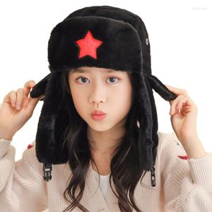 Berretti The Red Star Badge Outdoor Freddo addensato Plus Velluto Bambini Inverno Ciclismo Protezione per le orecchie calda Cappello in cotone Sci Russia