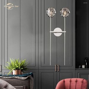 Wall Lamps Boule De Crystal Clear Double Sconce Modern Retro LED Brass Chrome Black Bedroom Living Room Corridor Lights Fixture