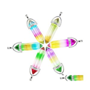 Konst och hantverk F￤rg Grad Glass Crystal Hexagon Healing Chakra Pendants Charms f￶r DIY ￶rh￤ngen Halsbandsmycken Making Drop Deliv DHBA1