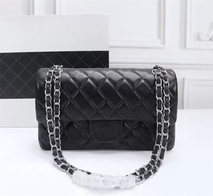 top quality designer shoulder bag chain strap handbag plaid purses double letter solid buckle sheepskin caviar pattern womens luxury evening bags totes a1