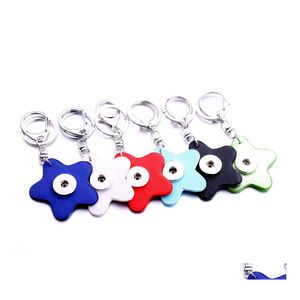 Keychains Lanyards Star Shape Pu Leather Key Ring Bag Charm Snap Button Keychain Diy Accessory Pendant Fit 18/20Mm Snaps Buttons J Dhx3E