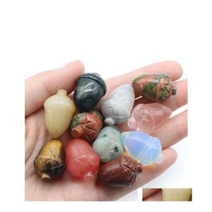 Konst och hantverk Reiki Healing Chakra Natural Stone Acorn Ornaments kvarts Mineral Crystal Tumbled Gemstone Hand Piece Home Decoratio Dhenh