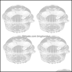 Ferramentas de massa de assadeira 100 peças de plástico transparente Cupcake Caixa de bolo de muffin Dome Drop Drop Drop Home Garden Kitchen Dhspx
