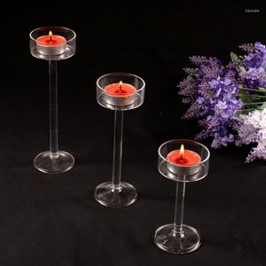 Świecane uchwyty wysokie szklane uchwyt przezroczysty stojak na świecznik Centrum stolika do domu na przyjęcie weselne romantyczna kolacja