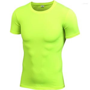 Men's T-shirts 2023 O-hals Mens T-shirts Kort ärm Pro Compression Tight Gym toppar snabb torr andas sommarträningskläder S-XXL