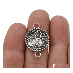 Chains 10Ps Antique Sier Plated Tree Of Life Charm Connectors For Jewelry Making Findings Accessories Diy Craft 20Mm Drop Delivery N Dh0Aq