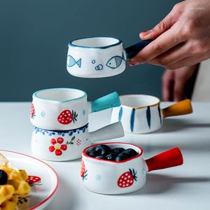 Ciotole Mini casseruola in ceramica Vaso per latte Tazza con manico Caffè Zucchero Fragola Motivo floreale Pentole da cucina
