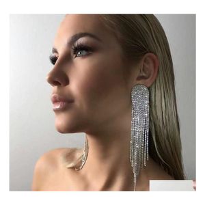 Dangle Kronleuchter Europa Mode Schmuck FL Diamant Quasten Ohrringe übertriebene geometrische Kette Langstropfen DHzqs übertrieben