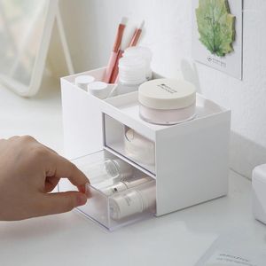 Storage Boxes Desk Makeup Organizer Box Cosmetic Lipstick Jewelry Stationery Desktop Dustproof Small Drawer