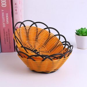 Plates Rattan Storage Tray Fruit Bread Cake Dinner Plate Woven Basket Household Kitchen Supplies