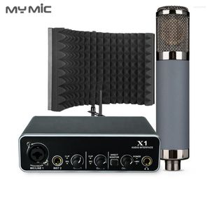 Microfoni ME2X Set di apparecchiature da studio professionali Microfono a condensatore con interfaccia per scheda audio USB per la registrazione vocale con schermo isolante