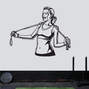 Adesivi murali Fitness Decal Donna Palestra Palestra Adesivo Body-building Poster Decalcomanie Murale Crossfit Muscle 1004